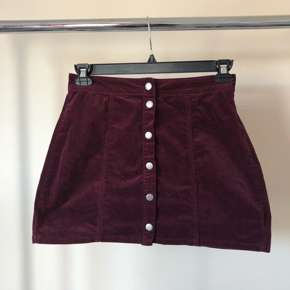 Brandy Melville Velvet Button Up Skirt